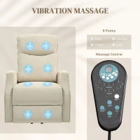 HOMCOM Fotoliu Electric de Relaxare cu 2 Telecomenzi, Suport pentru Picioare și 8 Puncte de Masaj, 74,5x87,5x110 cm, Crem(m-4)