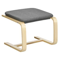 HOMCOM Sessel mit Fußhocker, Sessel-Set, bis 120 kg, Leinenoptik, Massivholz, Grau + Natur, 66,5 x 80 x 99 cm(m-13)