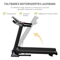 HOMCOM Laufband Klappbar elektrisch 500 W 1-12 km/h LED-Display Getränkehalter und Handyhalterung sehr gut geeignet für Home Gym Indoor Fitness Schwarz 134 x 60 x 118 cm(m-4)