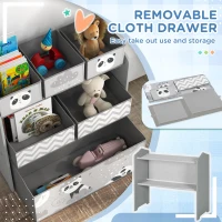 ZONEKIZ Kids Storage Unit, Toy Storage Organiser, with Six Fabric Bins, for Bedrooms, Playrooms, Nurseries - Grey(m-5)