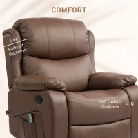HOMCOM Fotoliu Electric Rabatabil cu 8 Puncte de Masaj, Telecomandă, Suport pentru Picioare, 97x92x104 cm, Maro(m-8)