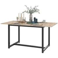 HOMCOM Masă Extensibilă pentru 4-6 Persoane Multifuncțională din Lemn și Oțel, 120-160x80x75,5 cm, Lemn Natural(m-10)