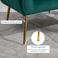 HOMCOM Poltrona da Salotto Imbottita con Braccioli e Schienale, Design Moderno, Gambe in Metallo, 71x72x73 cm, Verde(m-5)