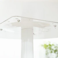 HOMCOM Eettafel voor 2, Ronde Tafelblad Ø80 cm, MDF en Staal, Antislip, Wit, 75H cm(m-9)