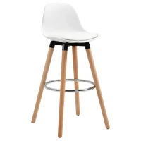 HOMCOM Set van 2 Barkrukken in Scandinavisch Design, Met Voetensteun, 38,5 cm x 42,5 cm x 91 cm, Natuurlijk Hout + Wit(m-15)