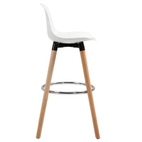 HOMCOM Set van 2 Barkrukken in Scandinavisch Design, Met Voetensteun, 38,5 cm x 42,5 cm x 91 cm, Natuurlijk Hout + Wit(m-16)