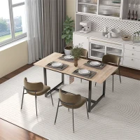 HOMCOM Masă Extensibilă pentru 4-6 Persoane Multifuncțională din Lemn și Oțel, 120-160x80x75,5 cm, Lemn Natural(m-2)