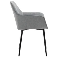 HOMCOM 2-delige eetkamerstoelen stoelen voor eetkamer met ademende linnen hoes ergonomische keukenstoel met rugleuning, armleuningen en metalen poten, linnen lichtblauw 59,5 x 56,5 x 81 cm(m-14)