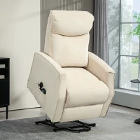 HOMCOM Fotoliu Electric de Relaxare cu 2 Telecomenzi, Suport pentru Picioare și 8 Puncte de Masaj, 74,5x87,5x110 cm, Crem(m-2)