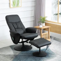 HOMCOM Massagestoel met voetenbank, luxe comfortabele kunstleer 145° hellingshoek tv-stoel zwart(m-11)