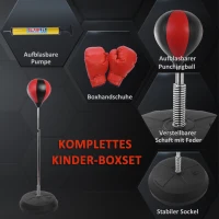 HOMCOM Punchingball Set Standbox Training Set 125/131/138/145cm höhenverstellbar mit 1 paar Handschuhe 1 Pump Geeignet für Profis und Anfänger Rot(m-5)