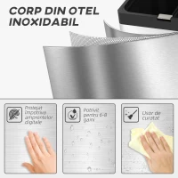 HOMCOM Coș de Gunoi cu 3 Compartimente de 56L, Pedală și Închidere Silențioasă, 45,7x35,8x76 cm, Argintiu(m-8)