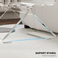 HOMCOM Măsuță de Cafea Geometrică cu 2 Niveluri cu Picioare Triunghiulare din Acril, 40x30x45 cm, Transparentă(m-5)