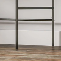 HOMCOM Biurko w stylu retro z dekorem lameli, przegródki do przechowywania, nogi ze stali, 120 x 60 x 76,5 cm, Dąb/Czarny(m-9)