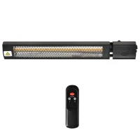 Outsunny Calefactor Exterior de Pared 1000/2000W Calefactor Eléctrico de Baño por Infrarrojo con Mando a Distancia 2 Niveles de Calor Ángulo Ajustable Protección IP55 Aluminio 67,5x10,5x7 cm Negro(m-10)