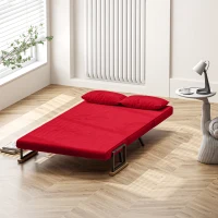 HOMCOM Canapea Pat de 2 Locuri cu Spătar Reglabil pe 5 Nivele, Canapea Pat Pliabilă Matrimonială, 102x73x81 cm, Roșu(m-7)