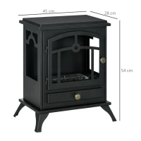HOMCOM Lareira de Bioetanol com Depósito de 0,9 L Tempo de Combustão 3H para Interiores 20-25 m² 45x28x54 cm Preto(m-3)