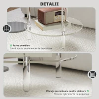 HOMCOM Măsuță Joasă Rotundă cu 2 Niveluri pentru Interior, Măsuță de Cafea din Acrilic, Ø40x50 cm, Transparentă(m-6)