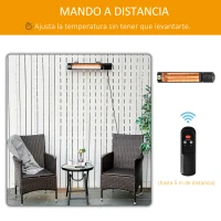 Outsunny Calefactor Exterior de Pared 1000/2000W Calefactor Eléctrico de Baño por Infrarrojo con Mando a Distancia 2 Niveles de Calor Ángulo Ajustable Protección IP55 Aluminio 67,5x10,5x7 cm Negro(m-5)