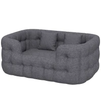 PawHut Cama para Cães Médios Cama para Animais de Estimação com 2 Almofadas Cama para Cães com Base Antiderrapante 90x60x35 cm Cinza(m-11)