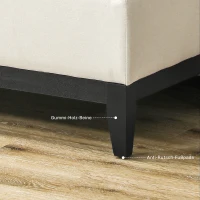 HOMCOM Ławka z Przestrzenią do Przechowywania, Tacką, Ramą z Drewna Eukaliptusowego, do 120 kg, 107 x 50 x 44 cm, Kremowy/Czarny(m-8)