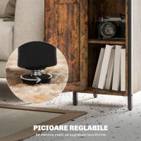 HOMCOM Noptieră în Stil Industrial cu 2 Rafturi Deschise și Raft Interior Reglabil pe 3 Nivele, 34x30x80 cm, Maro Rustic(m-8)