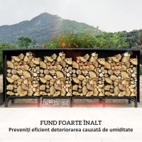 Outsunny Suport pentru Lemne din Metal cu Suport Reglabil, Geantă de Transport și Husă Impermeabilă, 240x36x99 cm, Negru(m-5)
