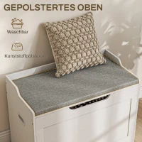 HOMCOM 103 Liter Opbergkist, Zitbank met Opbergruimte en Veiligheidsscharnier, Zitkussen, voor Diverse Kamers, Wit(m-5)