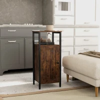 HOMCOM Noptieră în Stil Industrial cu 2 Rafturi Deschise și Raft Interior Reglabil pe 3 Nivele, 34x30x80 cm, Maro Rustic(m-2)