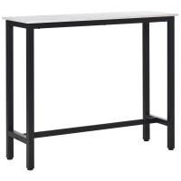 HOMCOM Bartafel met Marmerlook, Stalen Frame, Nivelleringspoten, 120x40x100 cm, Wit/Zwart