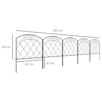 Outsunny 3m Decorative Metal Garden Fence - Diamond and Swirl Pattern(m-3)