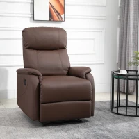 HOMCOM Fotoliu Relax Manual cu Spătar Reclinabil – Piele Sintetică Maro(m-10)