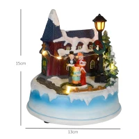 HOMCOM Aldeia de Natal com Luzes LED Cena de Natal com Coro Giratório Música para Decoração de Natal 13x13x15 cm Multicor(m-3)