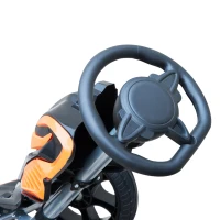 HOMCOM Go Kart Racing Deportivo Coche de Pedales para Niños +5 Años con Asiento Ajustable Embrague y Freno Ruedas de Goma 122x60x70cm Negro y Naranja(m-9)