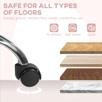 HOMCOM Fluffy Desk Chair, Armless Students Chair, Makeup Vanity Chair with Adjustable Height, Rolling Wheels for Home Study Bedroom, Unicorn Tone(m-6)