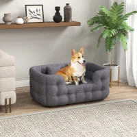 PawHut Cama para Cães Médios Cama para Animais de Estimação com 2 Almofadas Cama para Cães com Base Antiderrapante 90x60x35 cm Cinza(m-2)