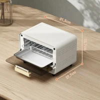 HOMCOM Forno Elétrico de Mesa Mini Forno de 12L 750W com Temporizador e Temperatura Ajustável até 230℃ 31,5x27,7x22,7 cm Branco(m-3)