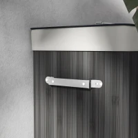 HOMCOM Cesto de Roupa de Bambu Dobrável Cesto para Roupa Suja com Tampa e Bolsa Amovível 40x30x60 cm Cinza Escuro(m-9)