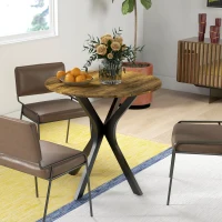 HOMCOM Stół Kuchenny dla 2 Osób, Okrągły, Stelaż z Malowanej Proszkowo Stali, Ø78 cm, Rustykalny Brąz(m-8)