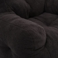 Teddy Fabric Recliner Sofa with Soft Tufted Foam, No Assembly Required, Kids Chair for Bedroom, Study, Living Room, 100L x 94W x 70H cm, Dark Gray(m-7)