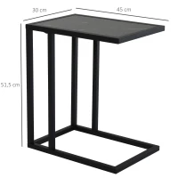 HOMCOM Stolik Boczny w Kształcie Litery C, Oszczędność Miejsca, Nocny/Coffee Table, Imitacja Marmuru, 45 x 30 x 51,5 cm(m-3)