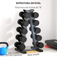SPORTNOW Suporte para Halteres de 5 Níveis Suporte de Armazenamento para Halteres de Aço para Treinamento 35x33x66 cm Preto(m-6)