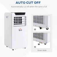 HOMCOM 10000 BTU Air Conditioning Unit, 3-in-1 Portable Air Conditioner, Dehumidifier, Cooling Fan with Remote Control, LED Display, 2 Speeds, 24H Timer, Window Venting Kit, 18m²(m-8)