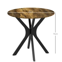 HOMCOM Stół Kuchenny dla 2 Osób, Okrągły, Stelaż z Malowanej Proszkowo Stali, Ø78 cm, Rustykalny Brąz(m-3)