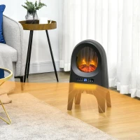 HOMCOM Incalzitor cu ventilator cu 3 moduri de incalzire cu temperatura reglabila si telecomanda, din ABS, 33,7x25,5x60,4 cm, negru(m-11)