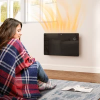 HOMCOM Electric Heater Wifi Smart App, 1500W Glass Panel Heater Radiator, Freestanding or Wall Mounted Convector Space Heater with LED Display, 24Hr 7 Day Timer, Adjustable Thermostat, Remote Control(m-9)
