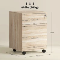 HOMCOM Two Drawer Lockable Filing Cabinet - Wood-Effect(m-3)