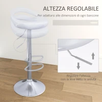 HOMCOM Set 2 Sgabelli da Bar Girevoli con Poggiapiedi, Altezza Regolabile Base in Acciaio Seduta in ABS, Bianco(m-4)