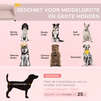 PawHut Huisdierensofa voor Middelgrote en Grote Honden tot 25 kg, Stevig Hout, Gepolsterd, Roze(m-6)
