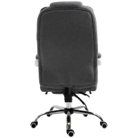 Vinsetto Fotel biurowy z wysuwanym podnóżkiem, krzesło prezesa, regulowane oparcie, styl lniany, szary(m-12)